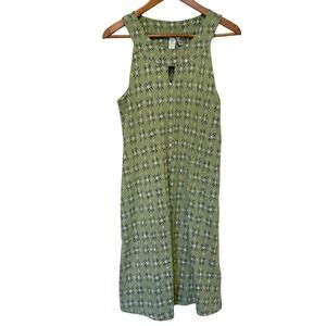 Aventura Organic Cotton Green Geometric Print Pockets Sleeveless Midi Dress – S